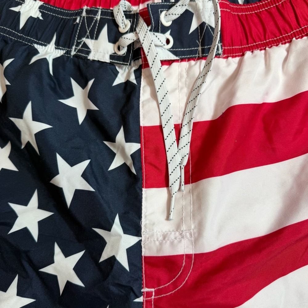 George Mens 2XL American Flag Stars Stripes Swim Trunks Board Shorts Patriotic - Picture 4 of 9
